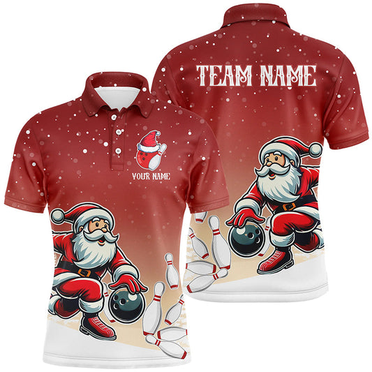 Maxcorners Christmas Santa  Bowling Jersey Multicolor Option Customized Name, Team Name 3D Shirt