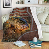 Maxcorners Largemouth Bass Fishing American Flag 3D Custom Name Quilt - Blanket