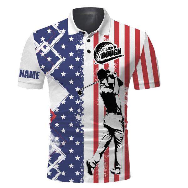 Maxcorner Customized Name Golf American Flag Patriotic 3D Polo Shirt