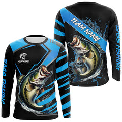 Maxcorners Black and Blue Largemouth bass fishing custom fishing team jerseys, sport fishing shirts MT2108