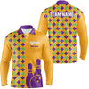 Maxcorners Orange Purple Argyle pattern Halloween custom bowling shirts, Bowling Team League Jerseys