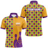 Maxcorners Orange Purple Argyle pattern Halloween custom bowling shirts, Bowling Team League Jerseys