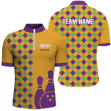 Maxcorners Orange Purple Argyle pattern Halloween custom bowling shirts, Bowling Team League Jerseys