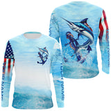 Maxcorners Marlin fishing Custom Name UV protection UPF 30+ fishing jersey, deep sea fishing tournament shirts LM2408