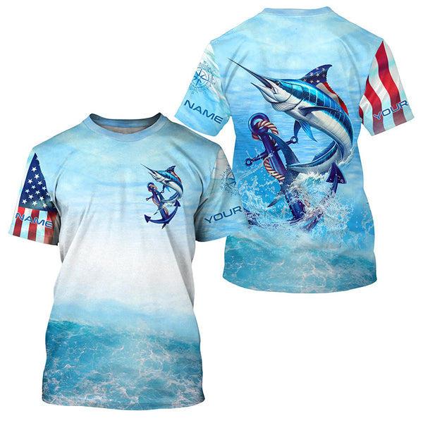 Maxcorners Marlin fishing Custom Name UV protection UPF 30+ fishing jersey, deep sea fishing tournament shirts LM2408