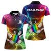 Maxcorners Mens Bowling Shirts Custom Colorful Rainbow Lightning Thunder Bowling Ball And Pins Team Bowler Jersey Lm243