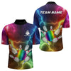 Maxcorners Mens Bowling Shirts Custom Colorful Rainbow Lightning Thunder Bowling Ball And Pins Team Bowler Jersey Lm243