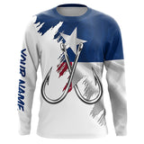 Maxcorners Texas flag TX Fishing Fish Hook UV protection custom long sleeves shirts Patriotic fishing apparel MT2108