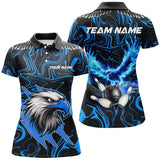 Maxcorners Black and blue camo Flame Eagle Bowling Polo, Quarter Zip shirts custom Bowling Team Jerseys