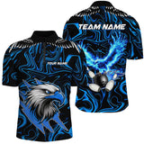 Maxcorners Black and blue camo Flame Eagle Bowling Polo, Quarter Zip shirts custom Bowling Team Jerseys