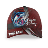 Maxcorners Catfish Fishing Camo Hats For Men, Women Custom Baseball Best Catfish Fishing Cap | Red