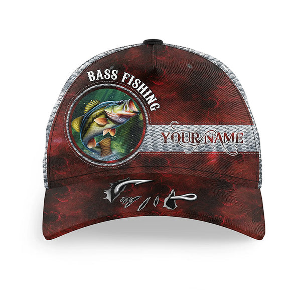 Maxcorners Largemouth Bass Fish Hook Fishing Hats For Men, Women Custom Baseball Best Bass Fishing Cap