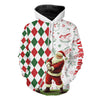 Maxcorners Christmas Santa Golfer Golf Polo Shirts Custom Red, White, Green Argyle Pattern Xmas Golf Gifts