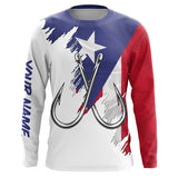 Maxcorners Puerto Rico flag Fishing Fish Hook UV protection custom long sleeve Patriotic fishing apparel MT2108