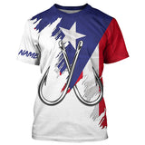 Maxcorners Puerto Rico flag Fishing Fish Hook UV protection custom long sleeve Patriotic fishing apparel MT2108