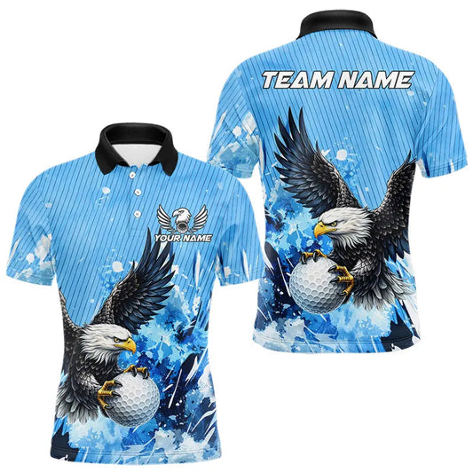 Maxcorners Blue Eagle Men's Golf Polo Shirts Custom Team Golf Outfit, Gift For Golf Lovers