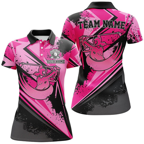 Maxcorners Women Golf Polo Shirt Custom Pink Camo Black Female Golf Attire For Women