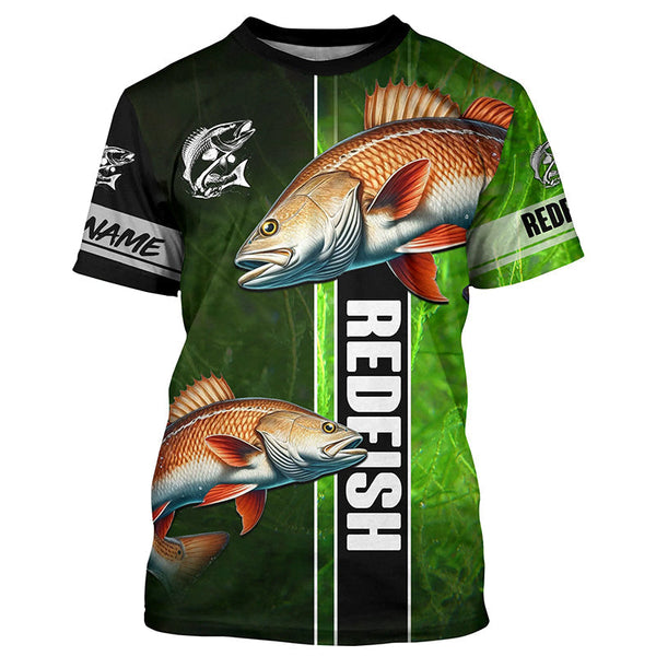 Maxcorners Redfish puppy drum Fishing green Customize Long Sleeve Fishing Shirts, fishing gifts for Fisherman MT2108