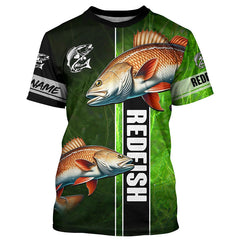 Maxcorners Redfish puppy drum Fishing green Customize Long Sleeve Fishing Shirts, fishing gifts for Fisherman MT2108