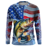 Maxcorners Largemouth Bass fishing American flag Long Sleeve Fishing Shirt custom Lightning Bass fishing jersey  LM2408