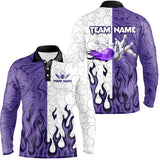 Maxcorners White Camo Bowling Purple Flame Bowling Shirts Custom Bowling Team League Jerseys