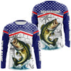 Maxcorners American Flag Largemouth Bass Fishing Custom Bass Long Sleeve Fishing Shirts, Bass Team Jerseys LM2512
