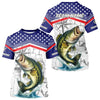 Maxcorners American Flag Largemouth Bass Fishing Custom Bass Long Sleeve Fishing Shirts, Bass Team Jerseys LM2512