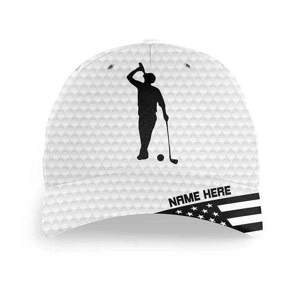 Maxcorners American flag white golf ball skin Golfer hat custom name golf clubs sun hats for men, women