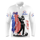 Maxcorners American Flag White Mens polo golf shirts custom patriotic team golf shirts for mens golfer gifts