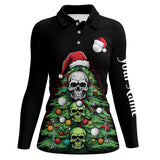 Maxcorners Funny Skull Golf Christmas Tree Women golf polo shirt custom ladies golf tops Christmas golf gifts