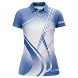 Maxcorners Blue White Gradient Golf Polo Shirts Custom Name Golf Shirts Personalized Golfer Gifts