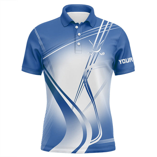 Maxcorners Blue White Gradient Golf Polo Shirts Custom Name Golf Shirts Personalized Golfer Gifts