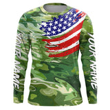 Maxcorners Green camo fishing American flag Custom patriot performance long sleeve fishing tournament shirts MT2108