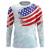 Maxcorners Ocean sea wave camo fishing Custom American flag patriot performance long sleeve fishing jerseys MT2108