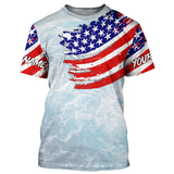 Maxcorners Ocean sea wave camo fishing Custom American flag patriot performance long sleeve fishing jerseys MT2108