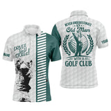 Maxcorner Customized Name Green And White Funny Golf 3D Polo Shirt