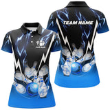 Maxcorners Bowling Ball And Pins Black And Blue Lightning ThunderCustomized Name, Team Name 3D Shirt