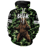 Maxcorners Bear hunter big game hunting green camouflage Customize Name 3D All Over Printed Shirts LM2608