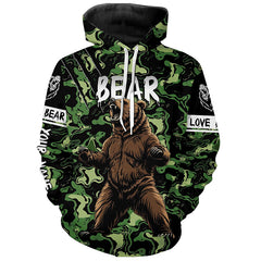 Maxcorners Bear hunter big game hunting green camouflage Customize Name 3D All Over Printed Shirts LM2608