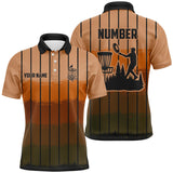 Maxcorners Orange stripe Retro disc golf polo shirts for men custom name and number disc golf jerseys MT0510