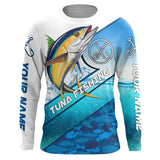 MaxCorners Tuna Fishing Blue Sea Camo  Customized Name 3D Long Sleeve Shirt