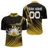 Maxcorners Black And Gold Custom Bowling Polo, Quarter Zip Shirts For Men, Bowling Team League Jersey
