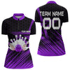 Maxcorners Black And Purple Custom Bowling Polo, Quarter Zip Shirts For Men, Bowling Team League Jersey