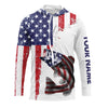 Maxcorners American flag Largemouth Bass patriotic fishing Custom Bass tournament long sleeves fishing shirts LM0501