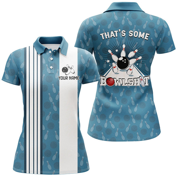 Maxcorners Customized Retro Bowling Team Shirts That's some bowshit Funny Bowling Pattern Jerseys| Blue