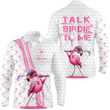 Maxcorners Golf Pink And White Flamingo Customized Name 3D Shirt