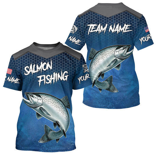 Maxcorners Blue camo Chinook Salmon fishing Custom performance long sleeve team Salmon fishing tournament shirts MT2108