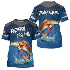 Maxcorners Blue camo Redfish fishing Custom performance long sleeve team Red Drum fishing tournament shirts MT2108