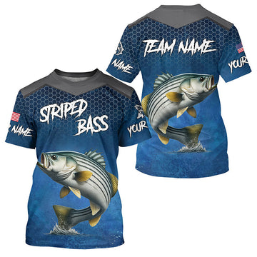 Maxcorners Blue camo Striped Bass fishing Custom performance long sleeve team Striper fishing tournament shirts MT2108