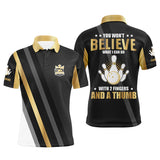 Maxcorners Gold & black Mens bowling shirts Custom you won't believe what I can do with 2 fingers and a thumb